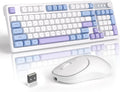 Wireless Gaming Keyboard and Mouse Combo RGB Backlit Rechargeable Mechanical Feel Keyboard 2.4GHz Quiet Blue White Purple Keyboard Mouse Y2488