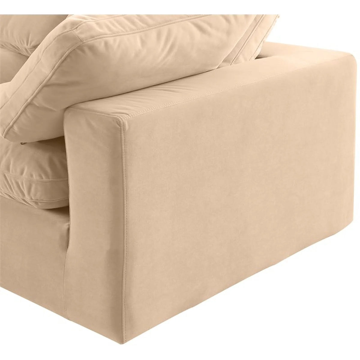 Beige Velvet Modular Sectional S38133