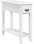 Narrow End Table with Drawer and Open Shelf, White B677317