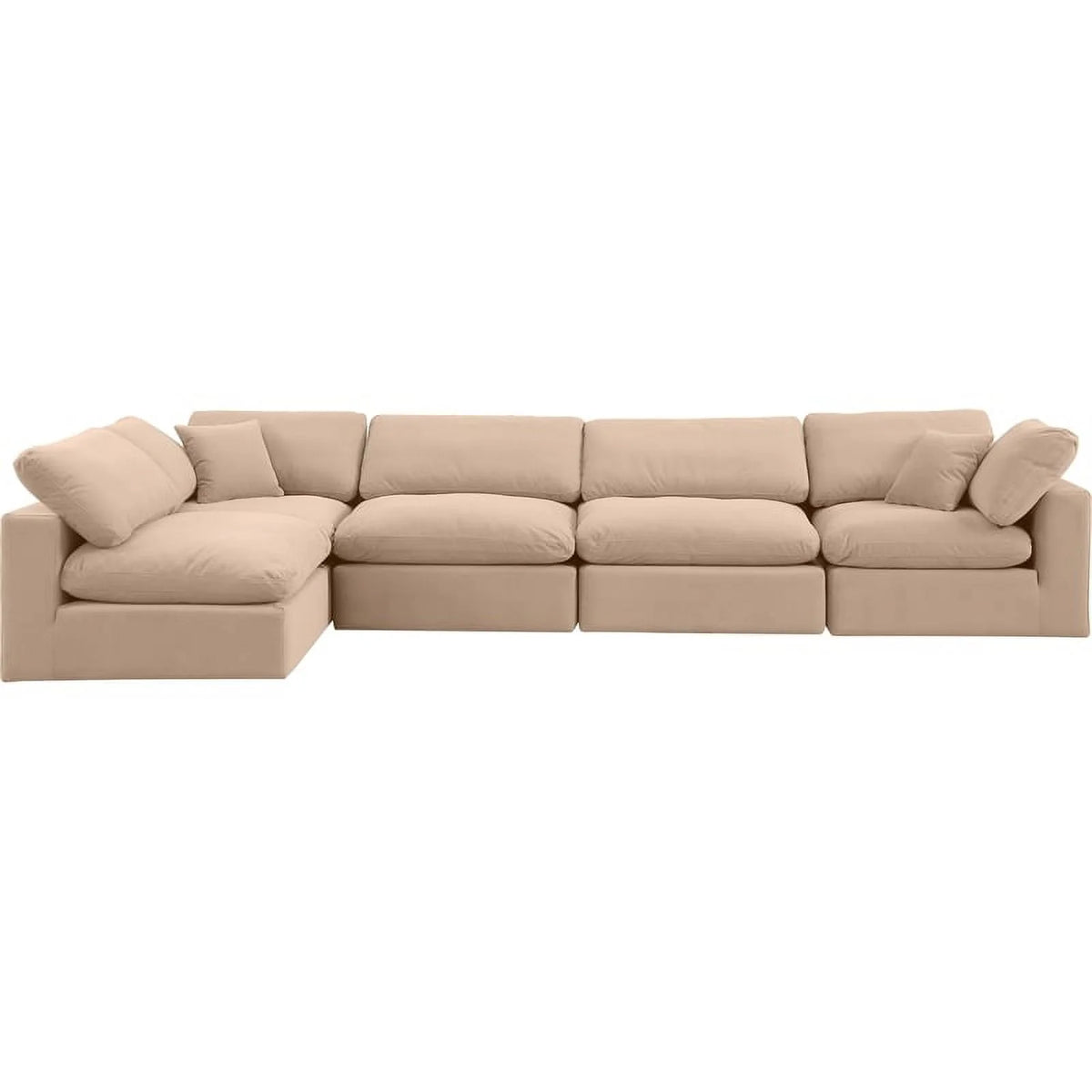 Beige Velvet Modular Sectional S38133
