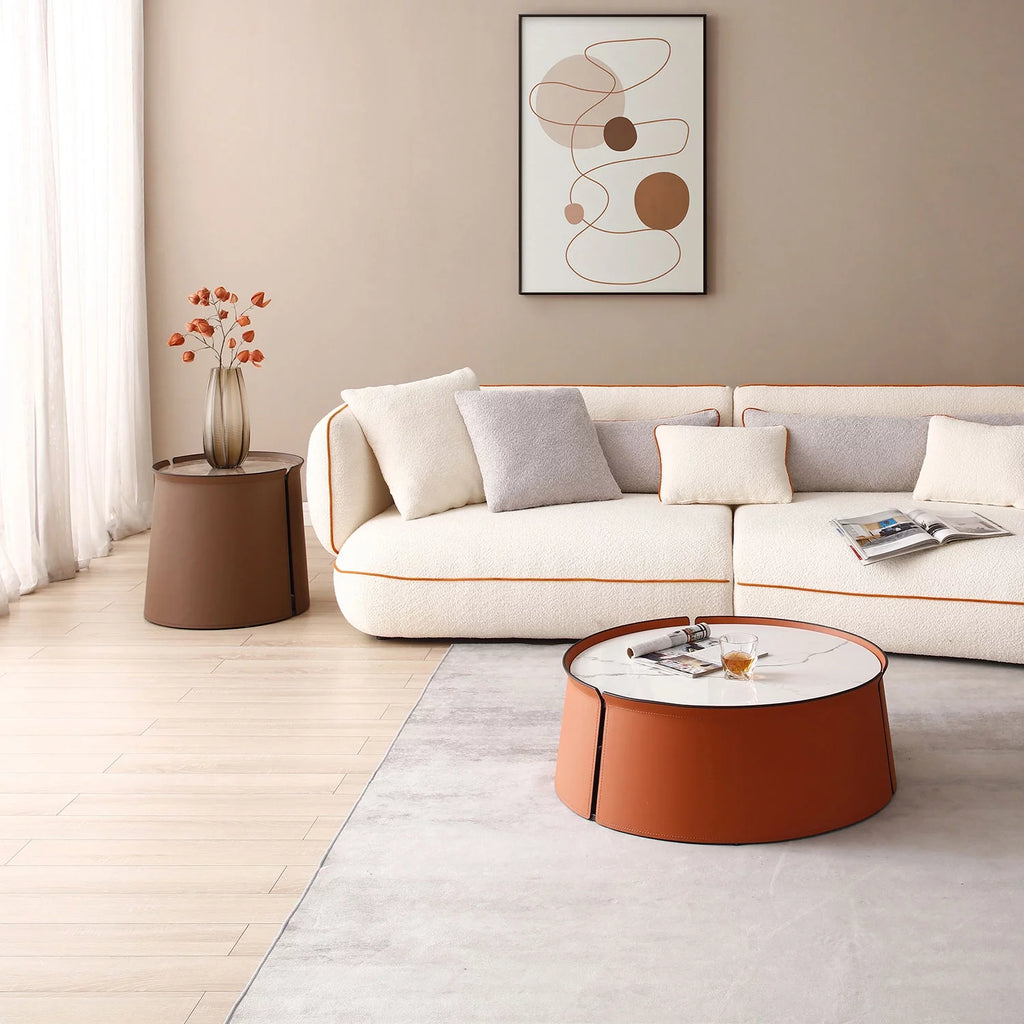 Mixed Media Coffee Table Set with Marble Top X3294
