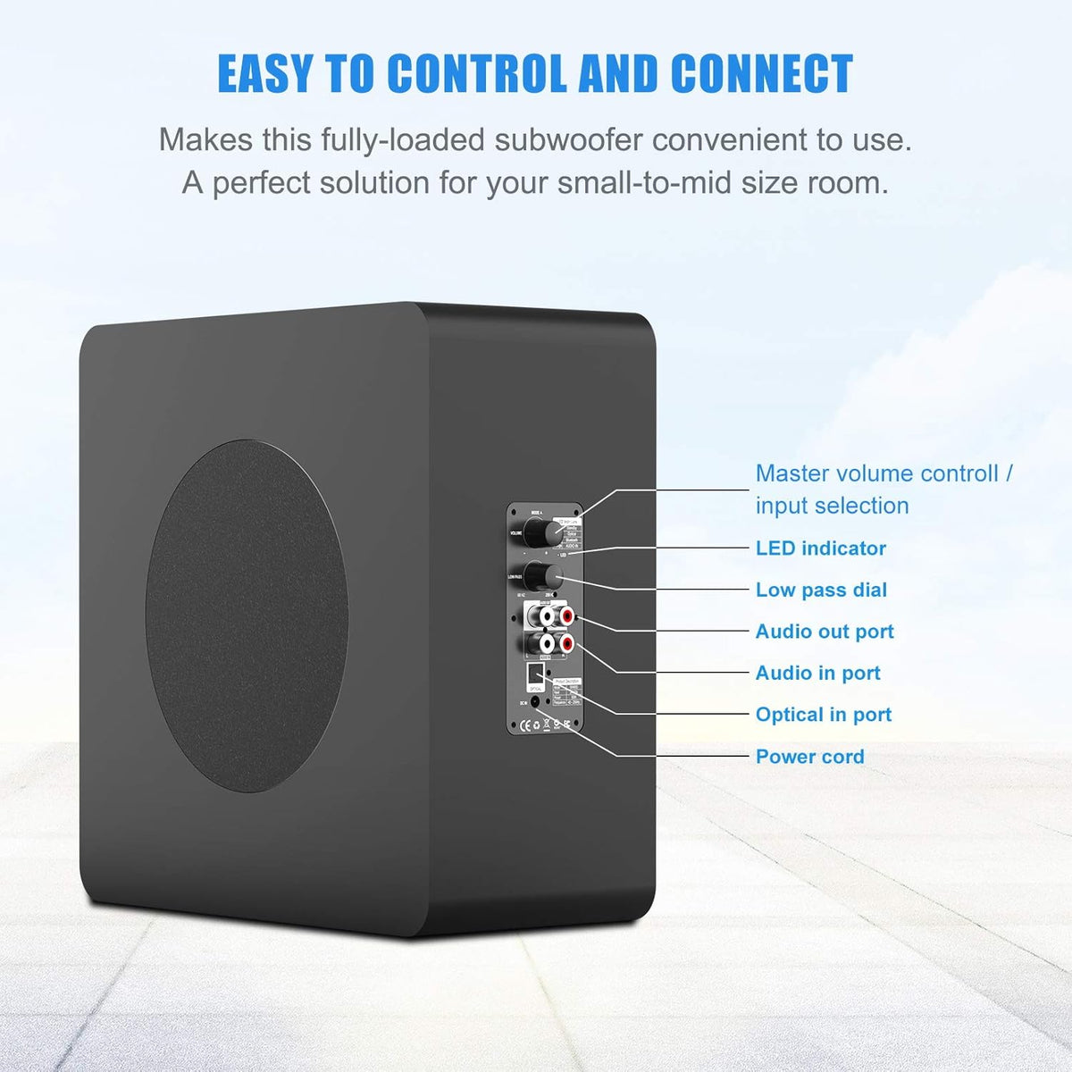 6.5’’ Bluetooth Powered Subwoofer, Black Y656