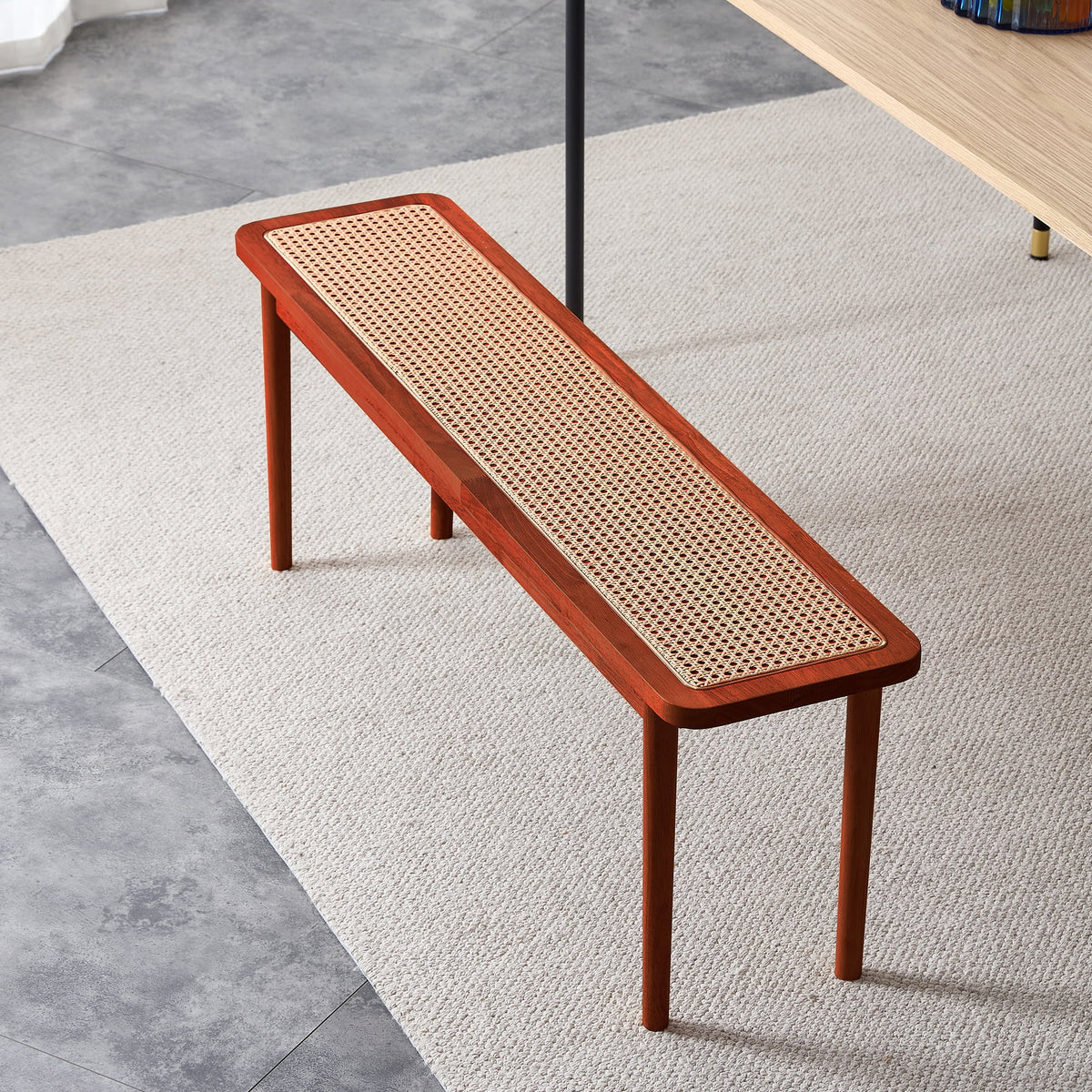 Solid Wood Rattan Woven Bench U360