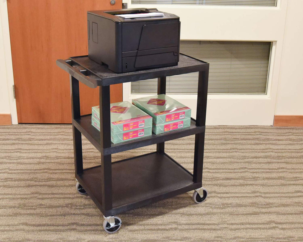 3-Shelf Utility Cart, Black Pack of 2 U419210