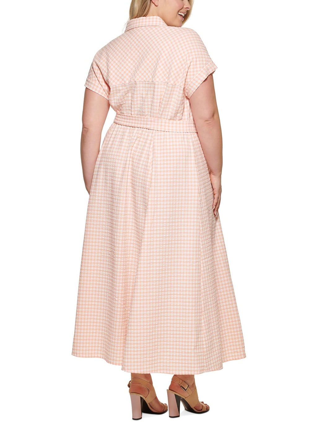 Gingham Seersucker Shirtdress S487251