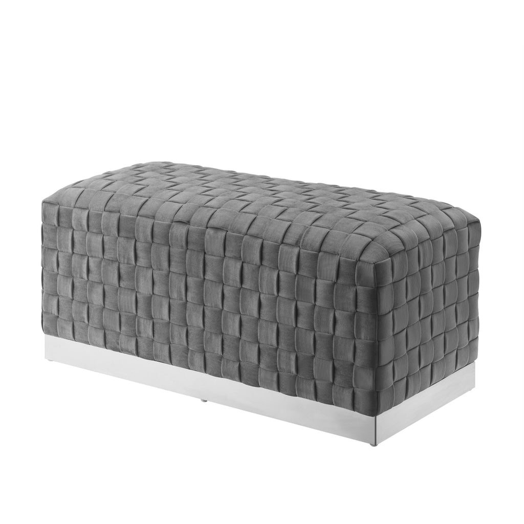 Gray & Silver Upholstered Bedroom Bench L513