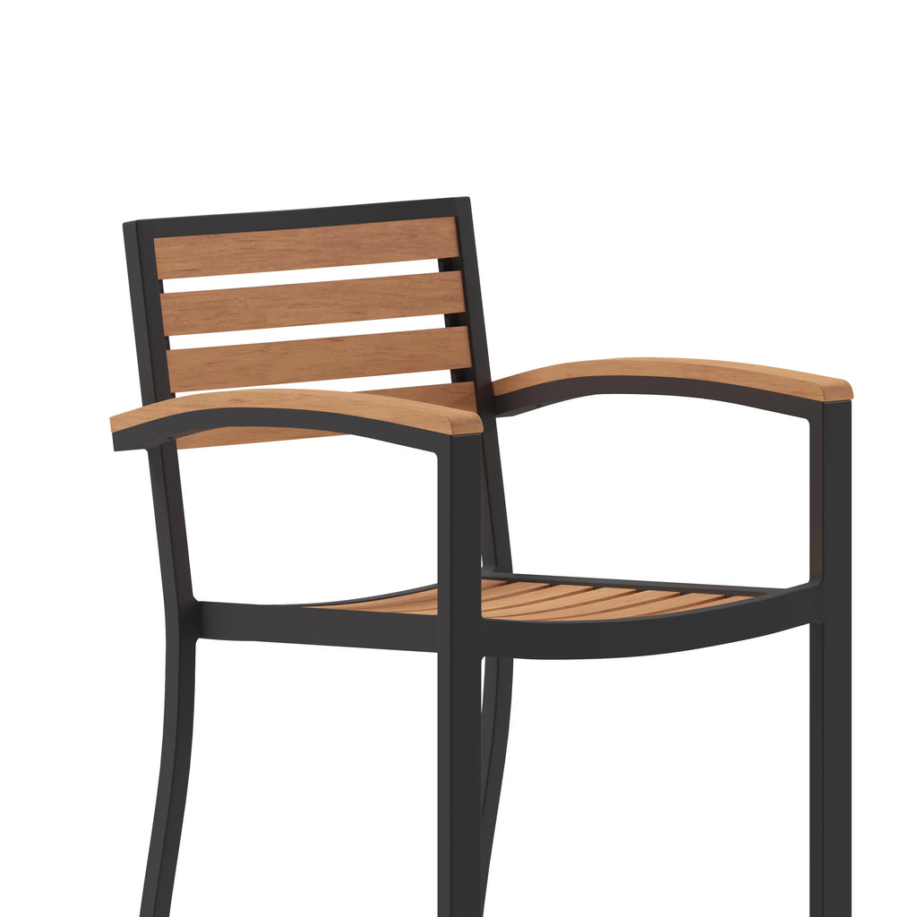 Teak Bar Height Stool with Arms C895