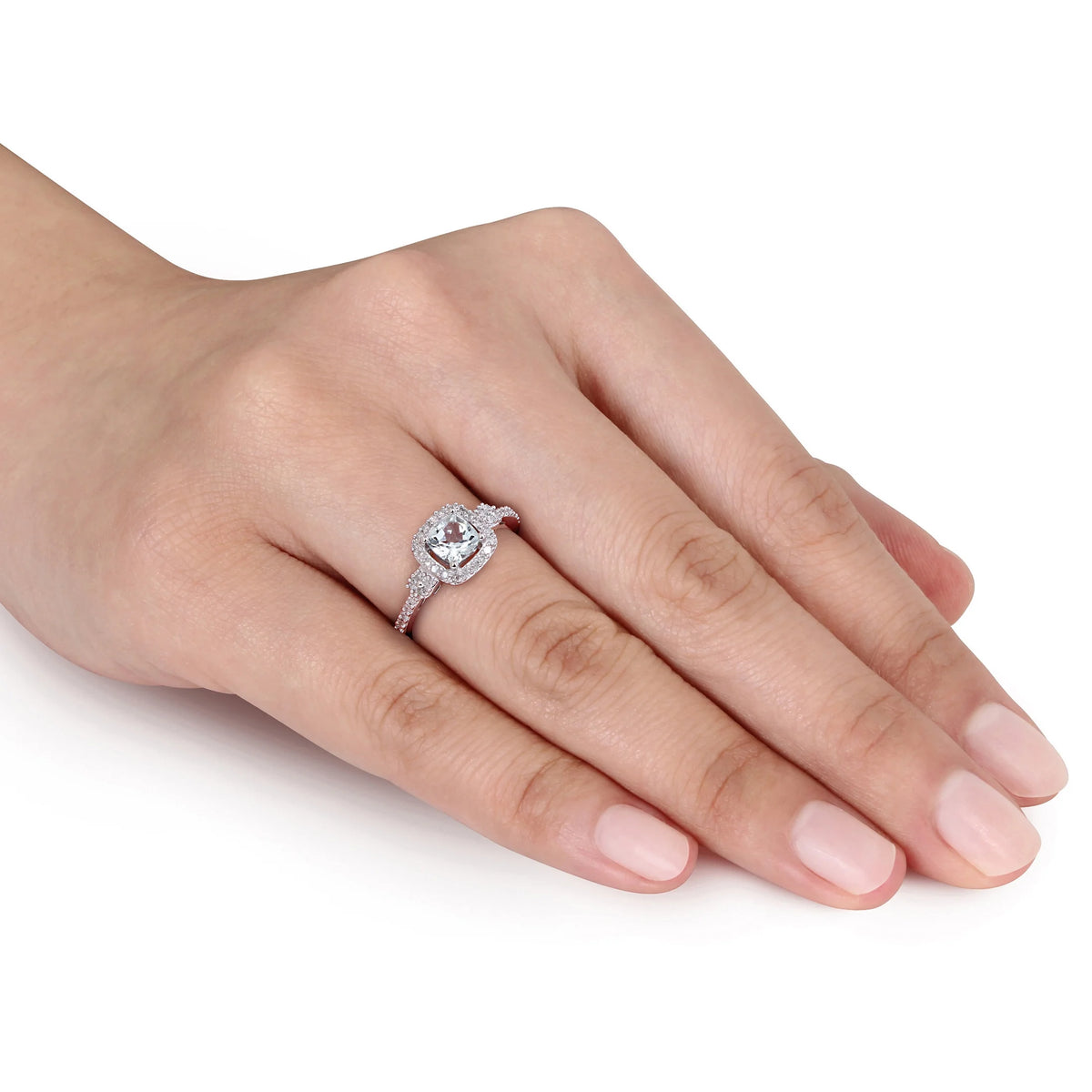 10kt White Gold Square Halo Ring R757