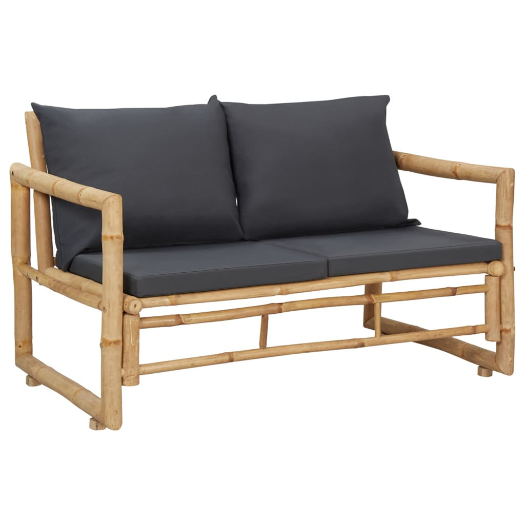 4 Piece Dark Gray Cushioned Patio Lounge Set with Table and 2 Chairs B87097