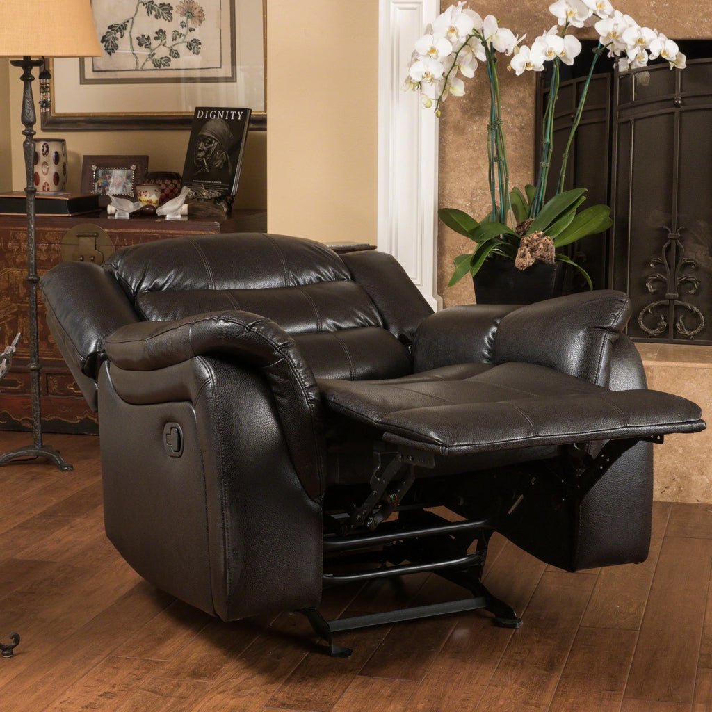 Black Faux Leather Recliner Glider Chair N50928
