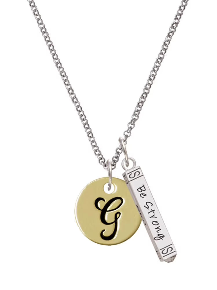 Goldtone Disc Letter G Bar Charm Necklace, 23" Q752393