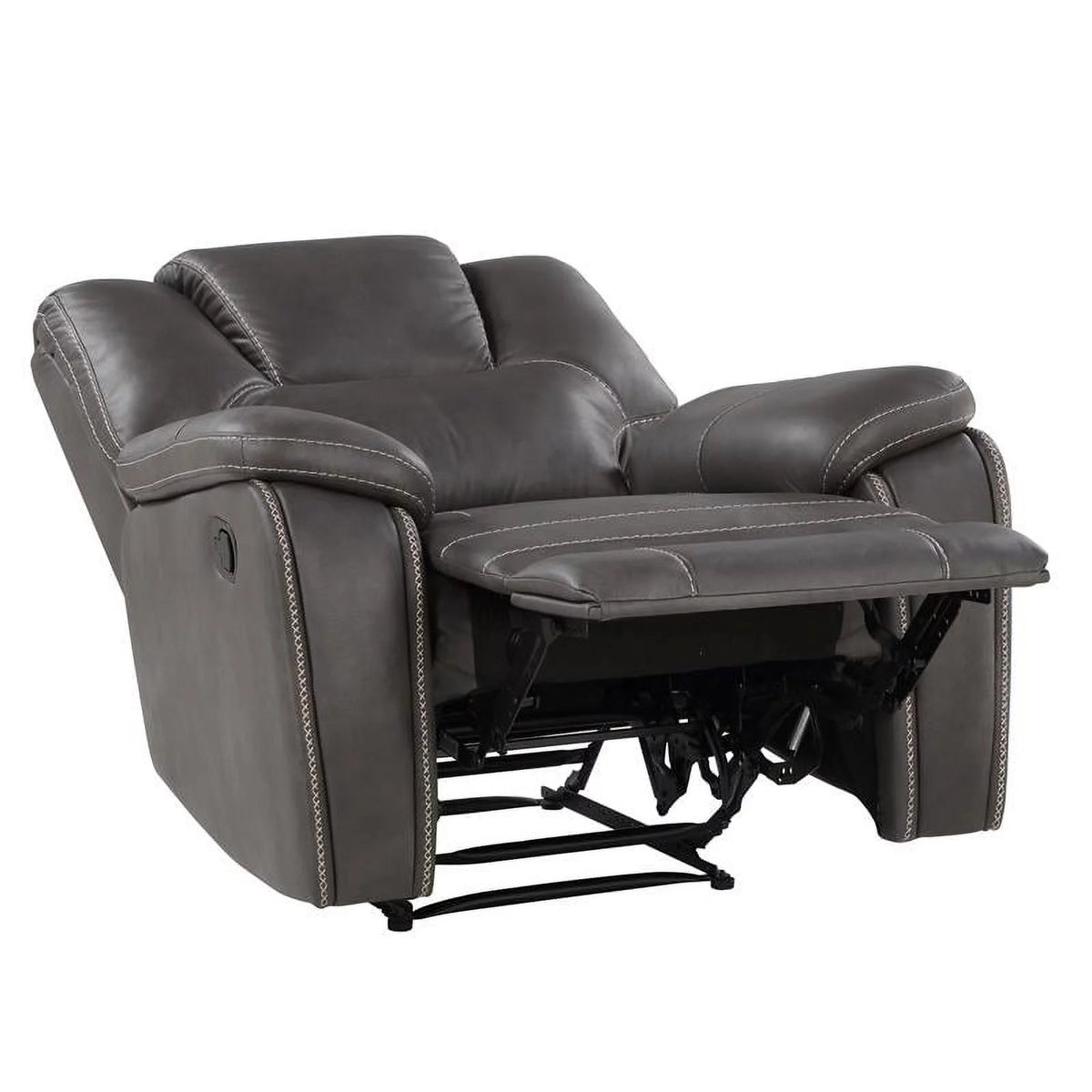 Charcoal Gray Faux Leather Manual Recliner G616