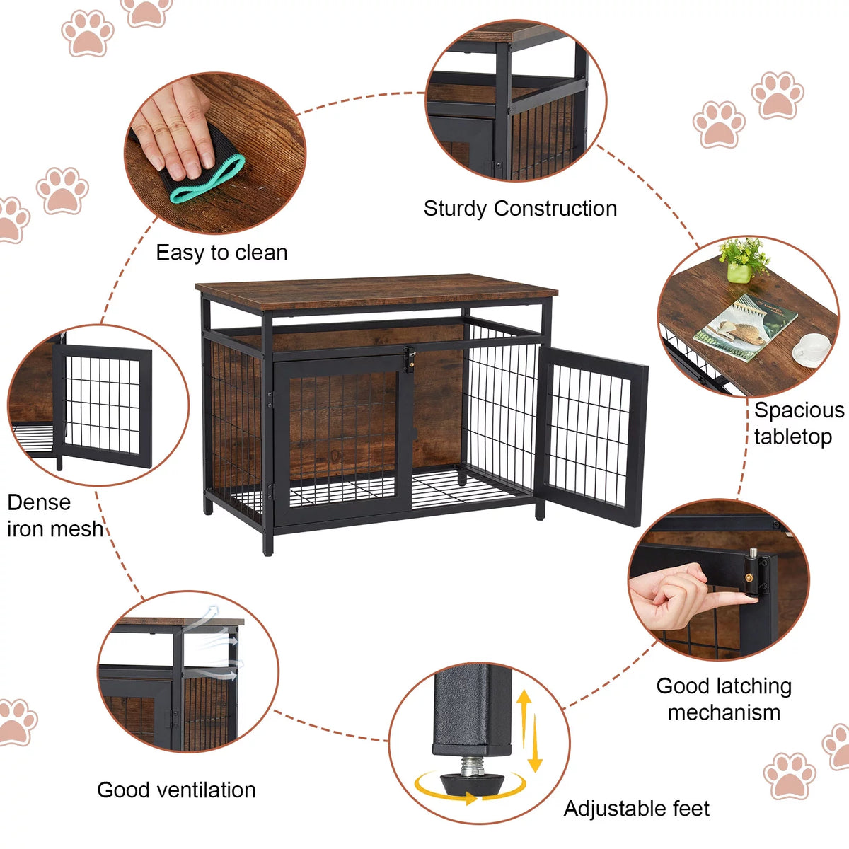 Dog Crate Furniture with Double Doors Y742576