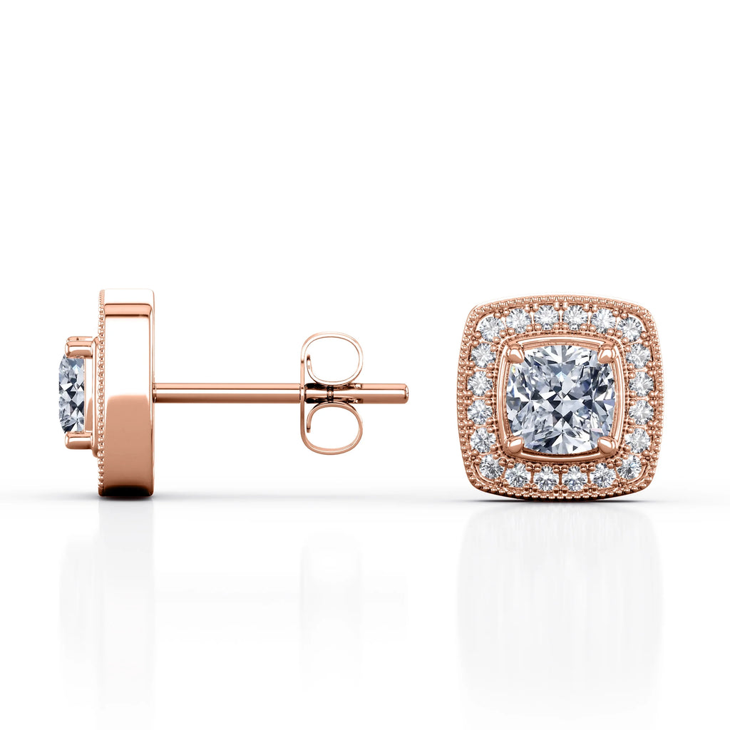 10K Rose Gold Diamond Stud Earrings P47480