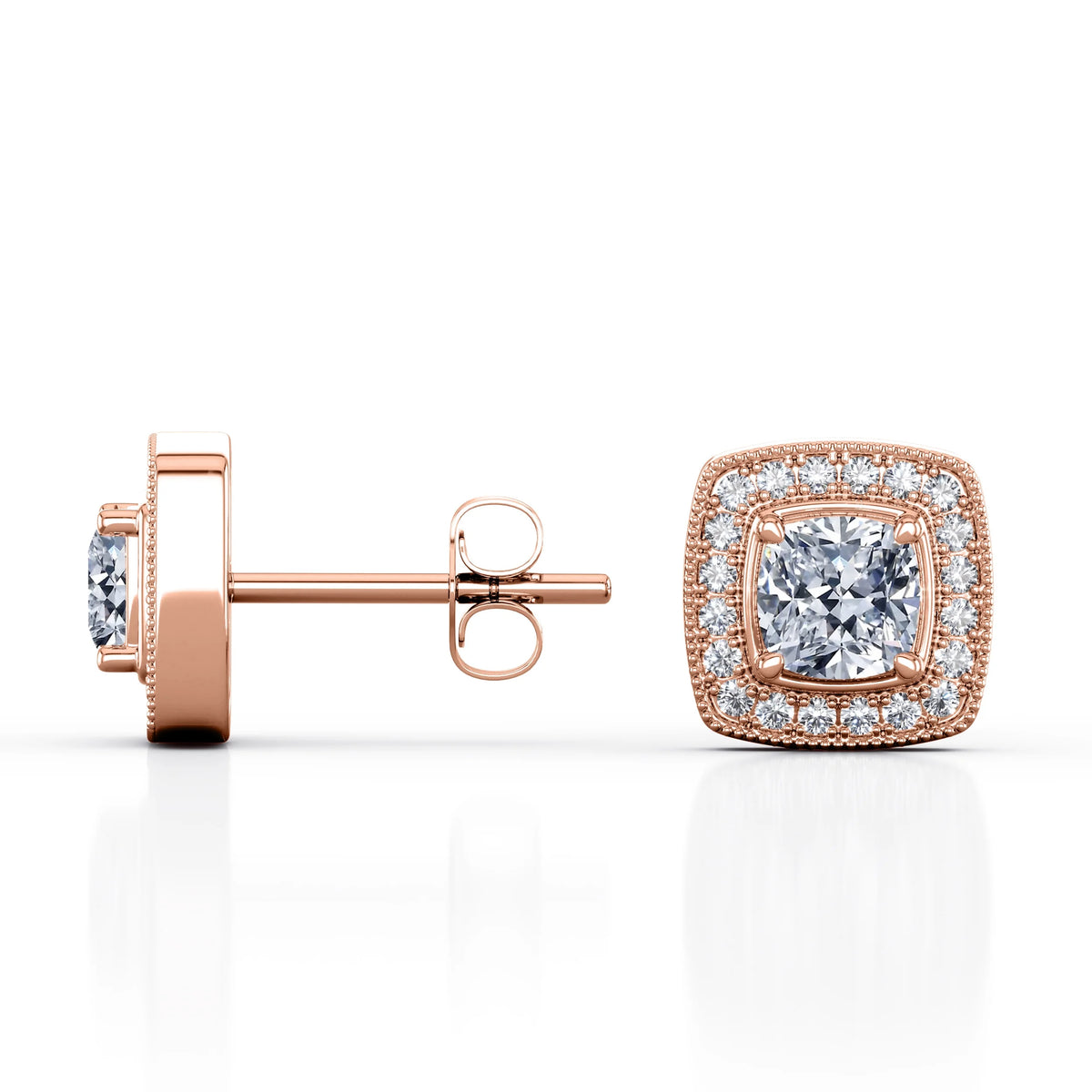 10K Rose Gold Diamond Stud Earrings P47480