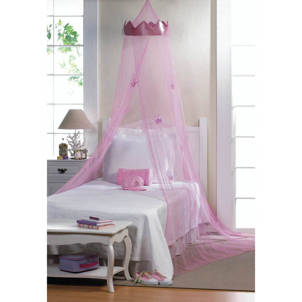 Pink Princess Bed Canopy with Crown K2115