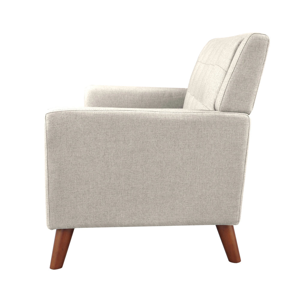 Beige Fabric Tufted Loveseat J327