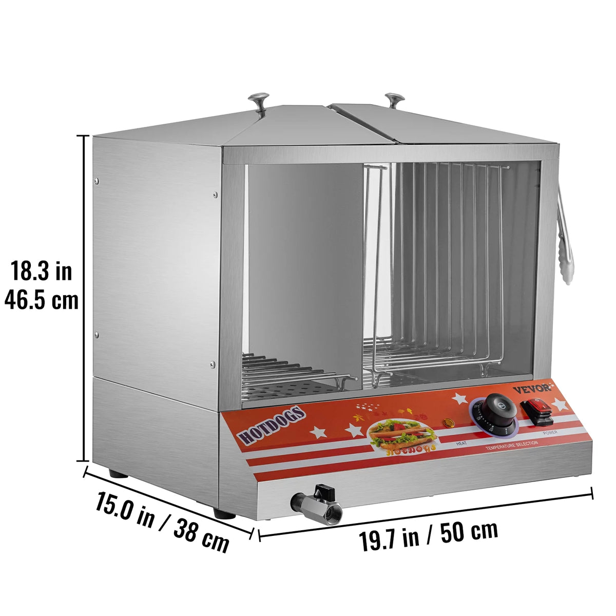 Stainless Steel Electric Hot Dog Warmer with Bun Warmer Q849