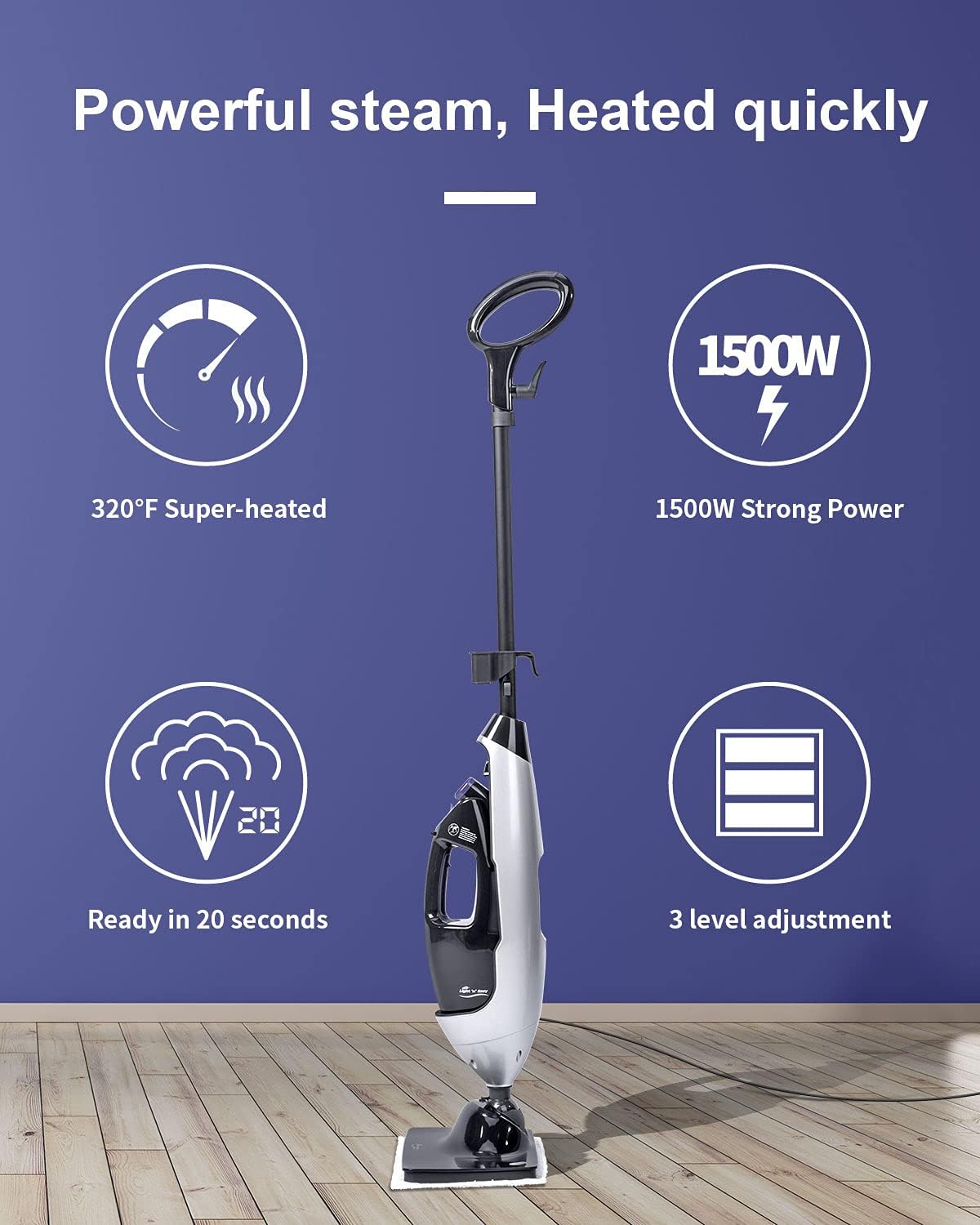 9-in-1 Steam Mop Cleaner with Detachable Handheld Unit R109236