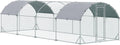 Large Metal Chicken Coop with Waterproof and Anti-UV Cover, Dome Shaped Walk-in Fence Cage, 1" Tube Diameter, 9.2' x 24.9' x 6.5' X202421
