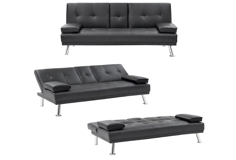 Black Faux Leather Futon Sofa Bed Z84763