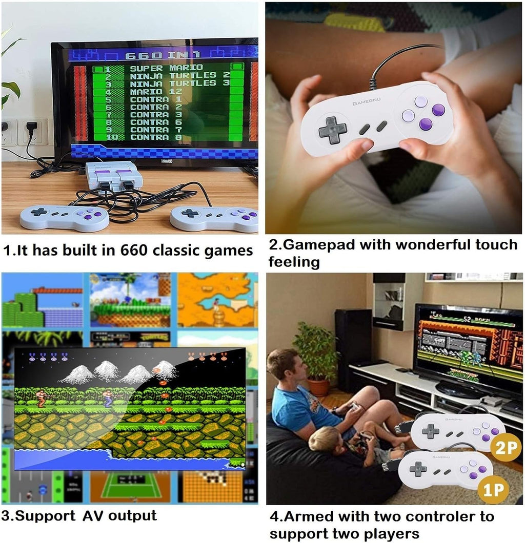 Retro Game Console with Built-in 660 Video Games and 2 Controllers, AV Output, Pack of 2 I80523