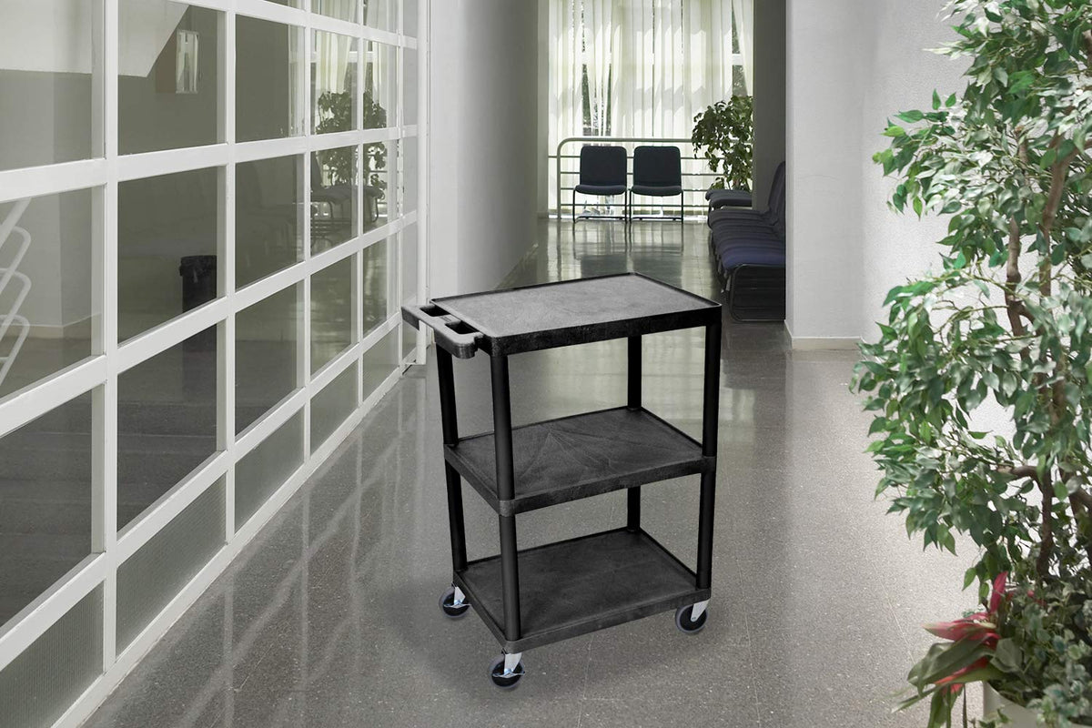 3-Shelf Utility Cart, Black Pack of 2 U419210