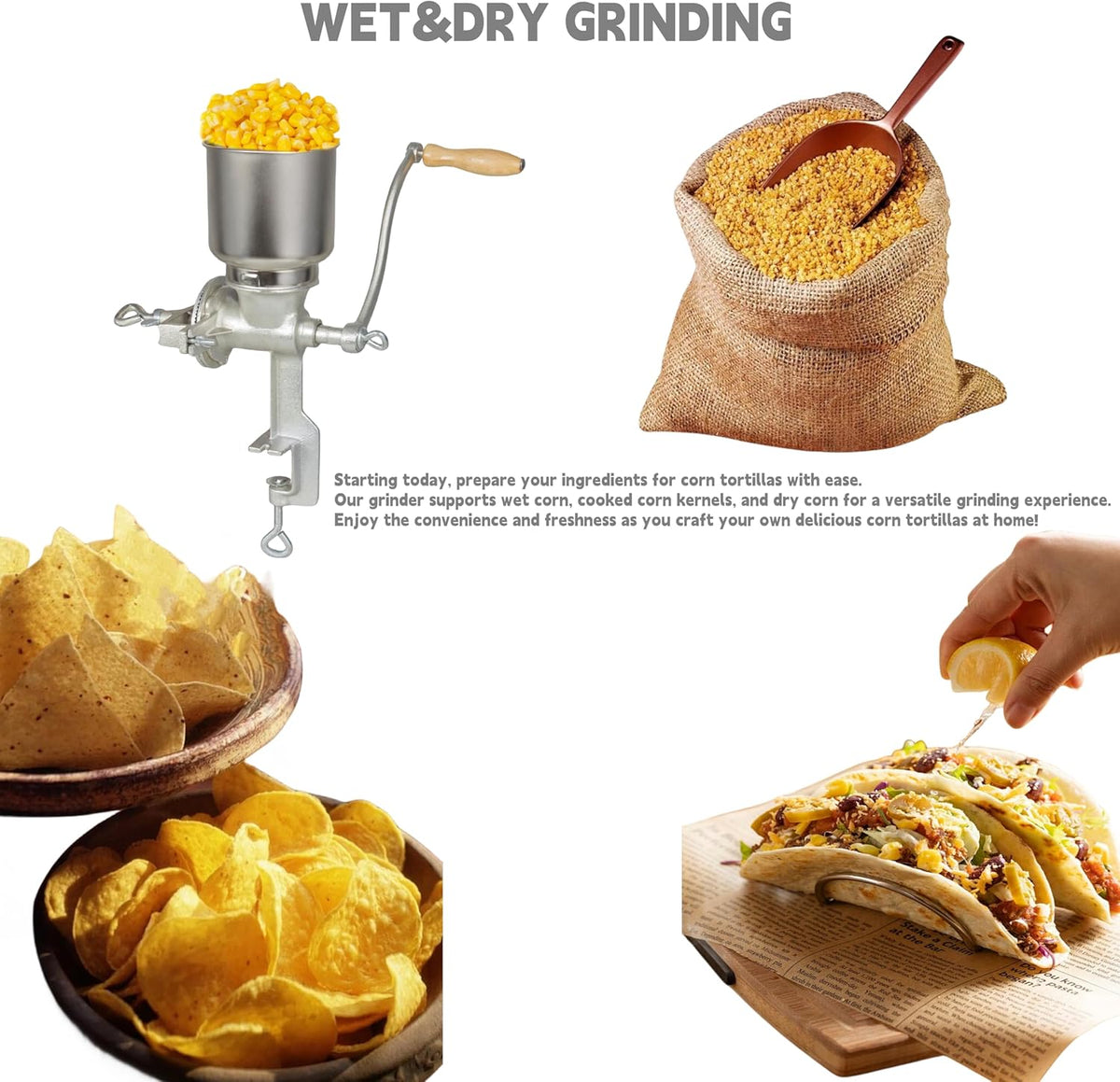 Cast Iron Manual Grain Mill Grain Grinder Coffee Grinder Silver E9120