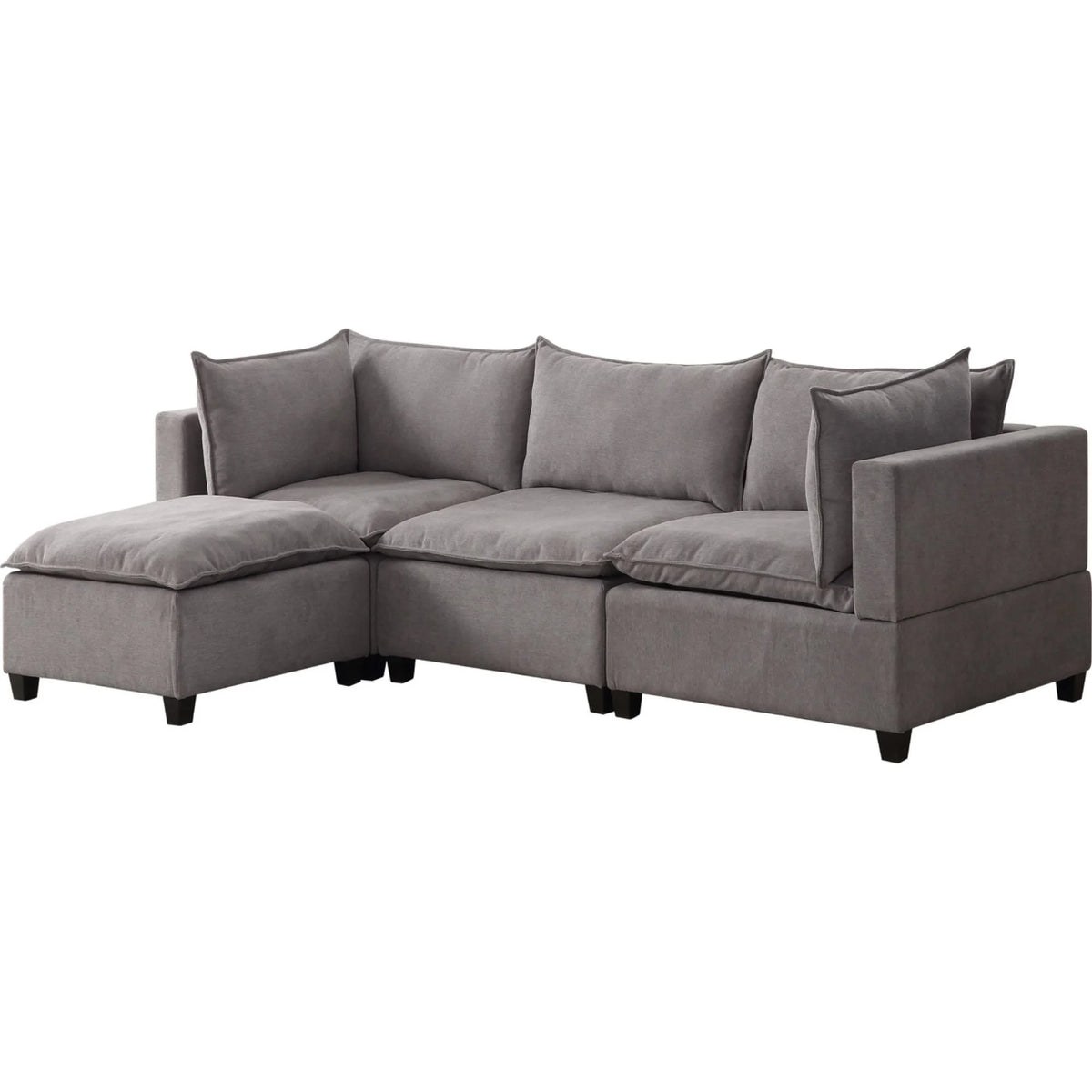 Light Gray Fabric Reversible Sectional Sofa Ottoman X731