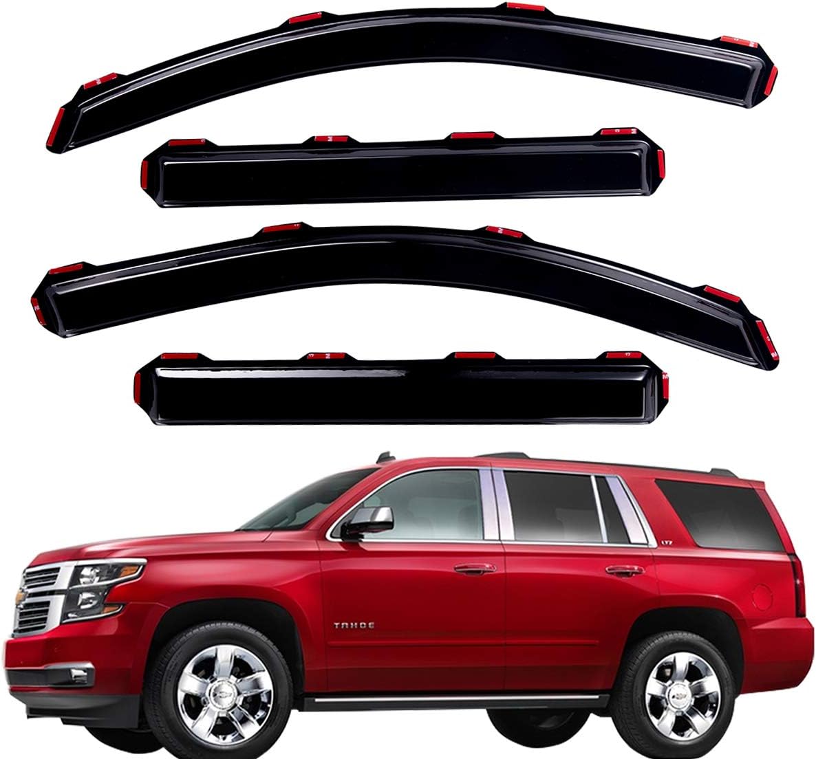 4 PCS Dark Smoke In-Channel Side Window Deflector Rain Guard Z305
