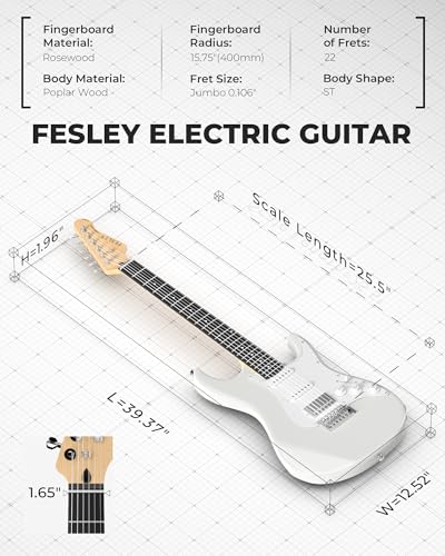 39 Inch HSS Pickup Full Size Solid Body Electric Guitar Kit with Amplifier P224230