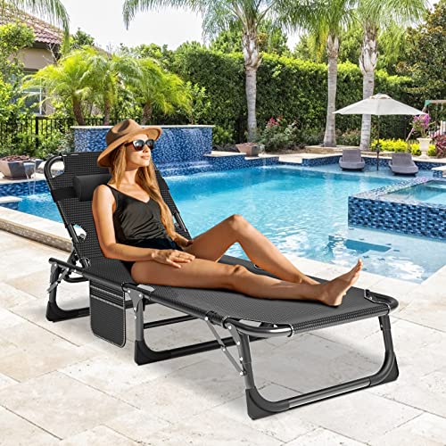 Adjustable 4-Position Folding Camping Cot with Pillow N61218