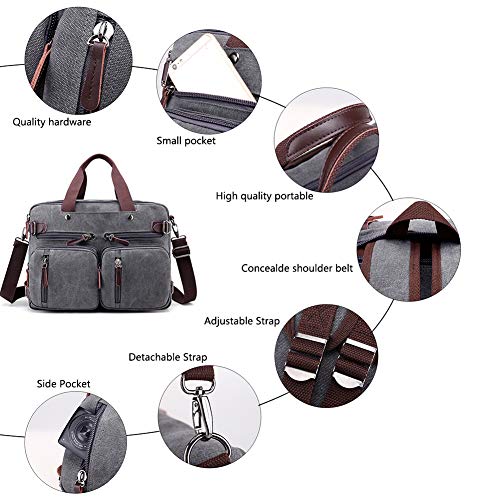 Canvas Laptop Bag Convertible Messenger Bag Fits 15.6 Inch Laptop B45112