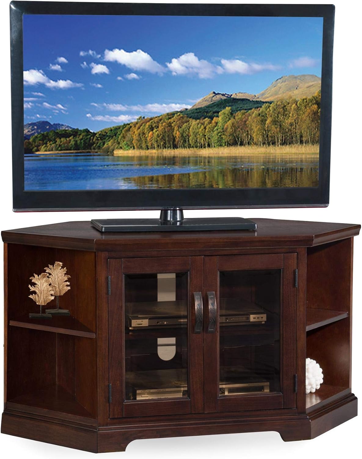 White 46 Corner Tv Stand with Bookcases C376