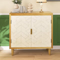 Hand-Carved Sideboard Buffet Cabinet with Solid Pine Legs, Caramel Oak I413