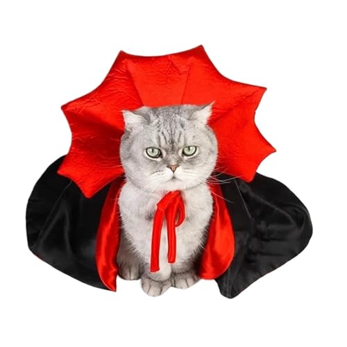 Red Black Vampire Cape Cloak Pet Cat Adjustable Cosplay Set O605365