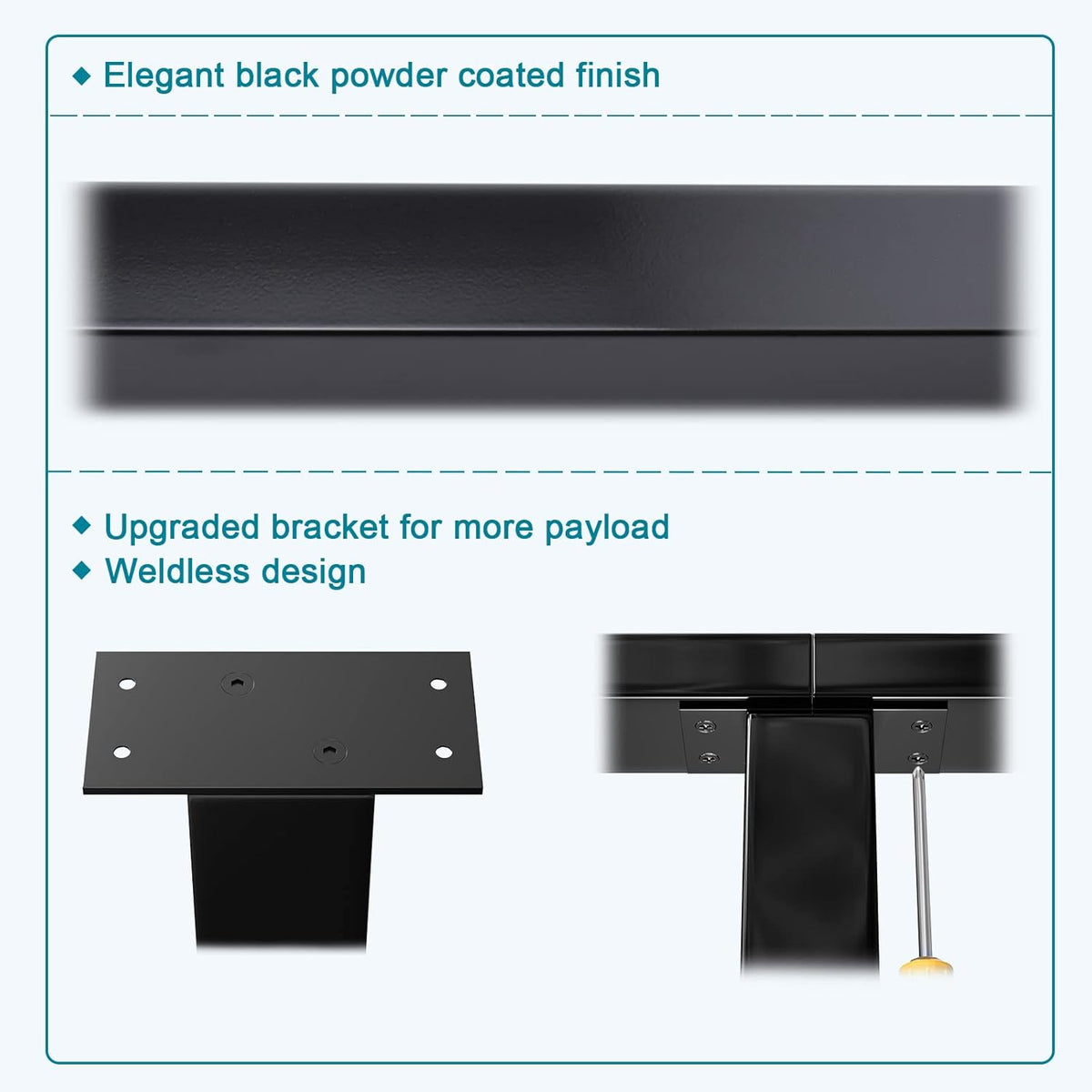 4Pack 36''x2''x2'' Black Square Weldless Stainless Steel Pre-Drilled Cable Railing Post P187401