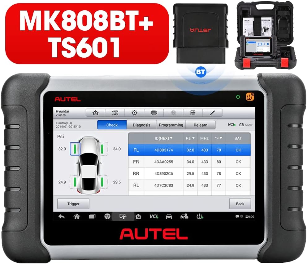 2022 Autel Scanner MaxiCOM MK808TS, Combination of Autel MK808BT and TS608, OE-Level TPMS Scan Tool with 28+ Service Functions, All Systems Diagnoses, Activate/Program/Relearn TPMS Sensors U966