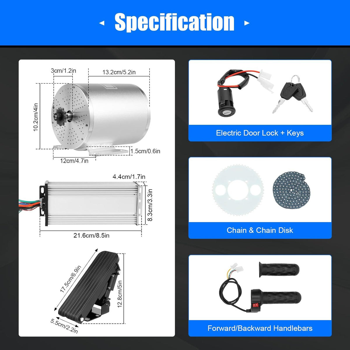 48-72V 3000W 6000RPM Brushless Motor Kit I13100