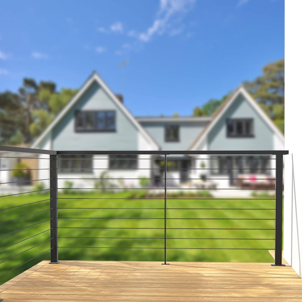 4Pack 36''x2''x2'' Black Square Weldless Stainless Steel Pre-Drilled Cable Railing Post P187401