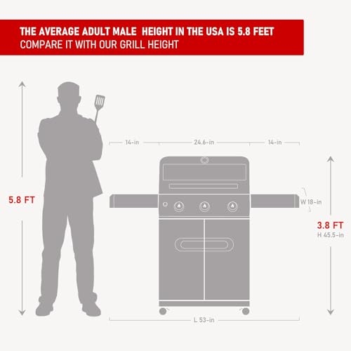 Stainless Steel 3 Burner Propane Gas Grill with Side Burner S30788