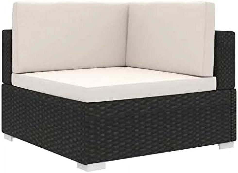 Gray Poly Rattan Sectional Corner Chair with Cushions T250652