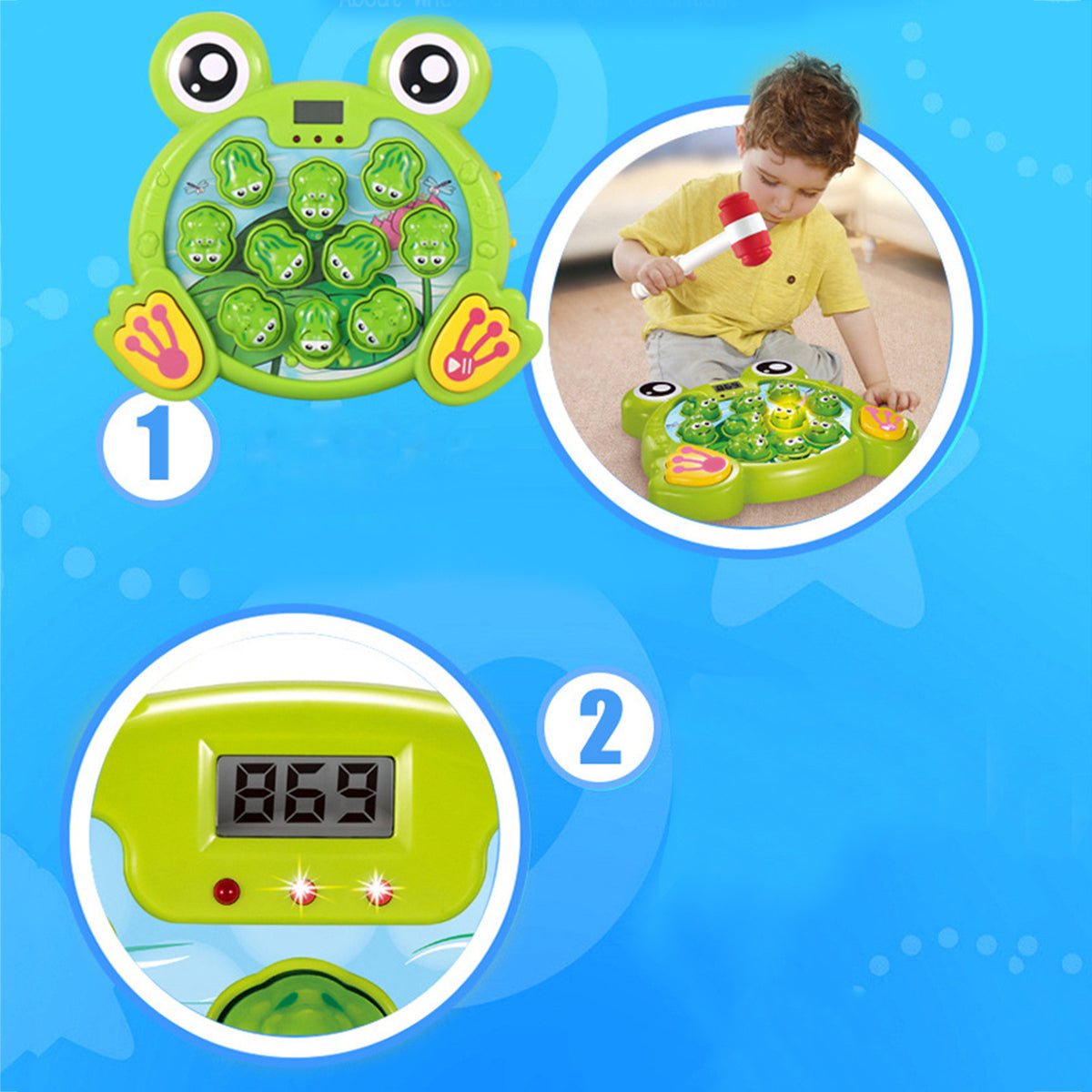 Interactive Whack A Frog Game For Toddler Learning Toy With 2 Hammers U381