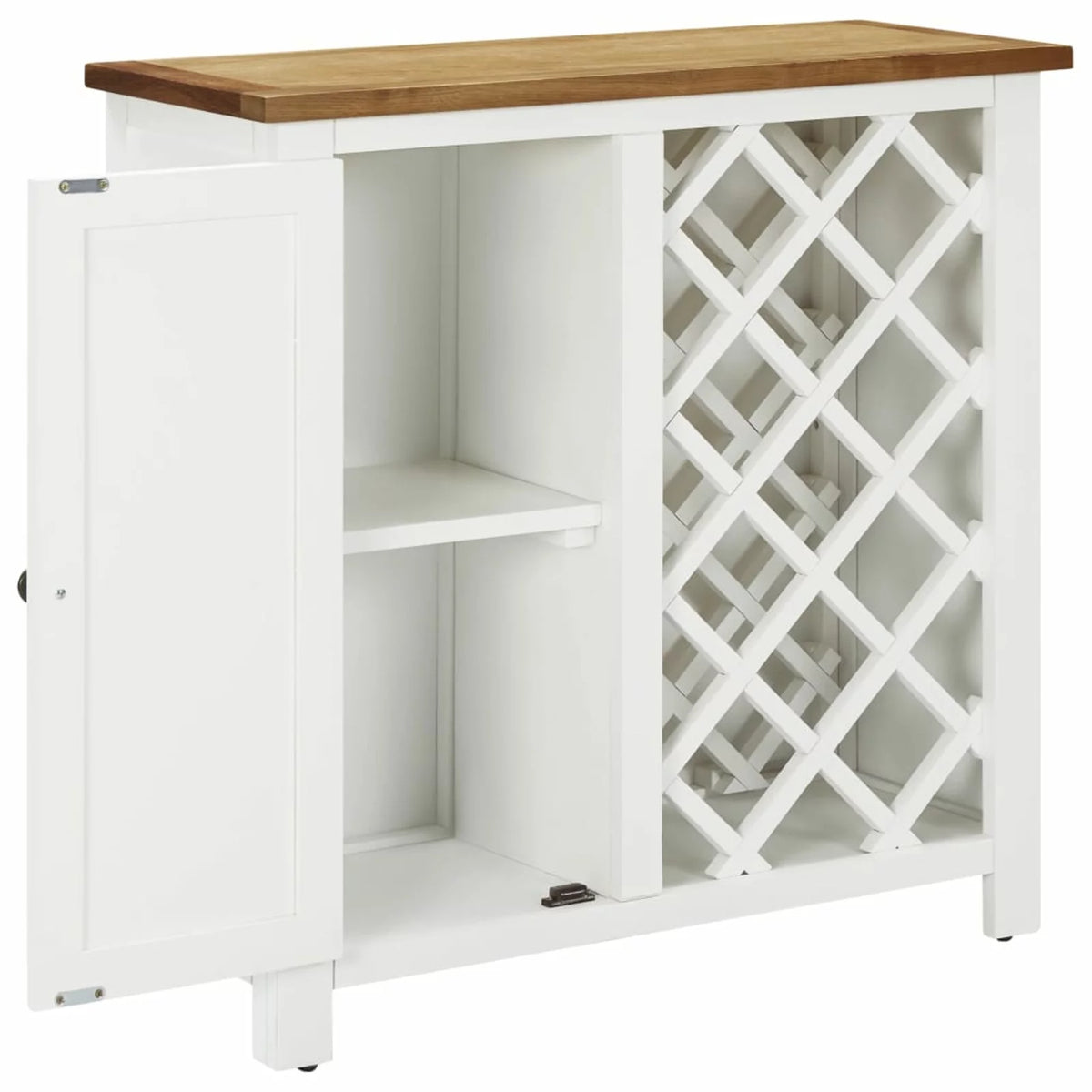 11 Bottles Oak Wood Wine Cabinet with Door O23970