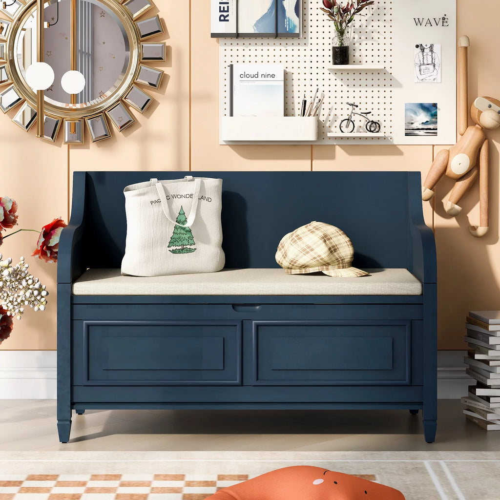 Blue Storage Bench with Hidden Storage H725
