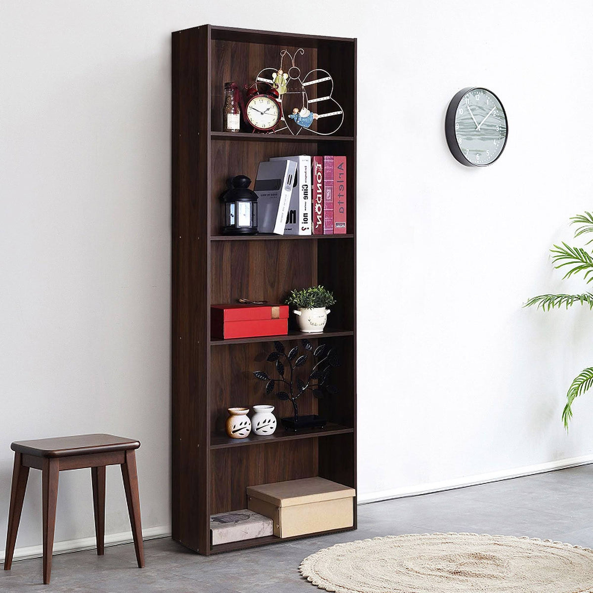 5-Tier White Bookcase Bookshelf Q109305