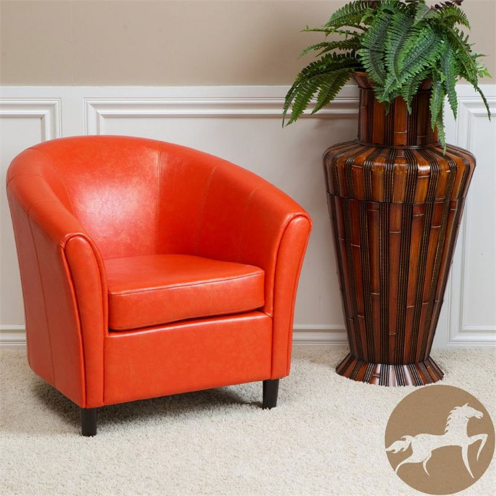 Bonded Leather Club Chair in Orange O28982