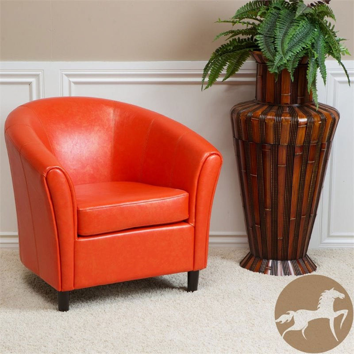 Bonded Leather Club Chair in Orange O28982