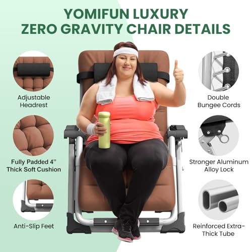 Oversized Padded Reclining Zero Gravity Chair with Cup Holder M80585