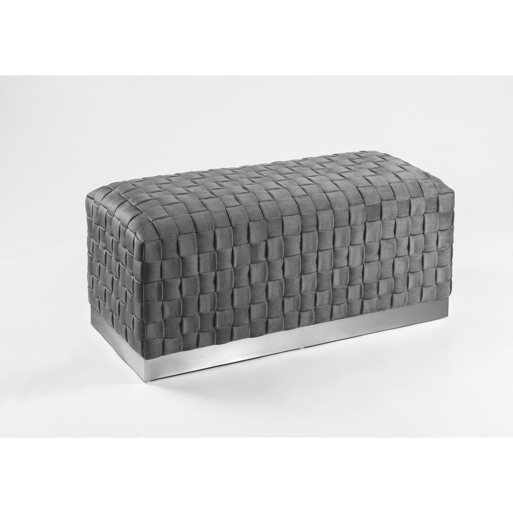 Gray & Silver Upholstered Bedroom Bench L513